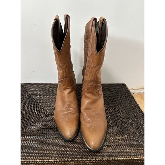 Justin Boots Brown Western Cowgirl Womens Size 7.5 B Leather Boho Basics - Picture 2 of 13